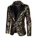Miniatyrbillede 1 af 4: Mænds Blomster Tuxedo Jakke Paisley Sjal Lapel Suit Blazer Jakke til Middag Gold L
