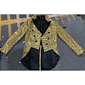 Miniatyrbilde 5 av 7: Menn Sequin Smokingjakke Haler Smal Passform Frakk Kjole Gold S