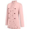 Miniatyrbilde 6 av 8: Kvinners Ruffled Lapel Knappelukking Jakke Pink L