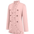 Miniatyrbilde 6 av 8: Kvinners Ruffled Lapel Knappelukking Jakke Pink M