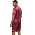 Miniatyrbild 6 av 9: Män Satin Pyjamas Set 2 Delar Loungewear Knapp-Ner Pjs Set red XL