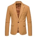 Herrkavaj med en Knapp, Enfärgad, Slim Fit, Lättviktsjacka Khaki L