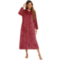 Miniatyrbillede 2 af 5: Dame Zip Up Robe Sweatshirt Robe Lang Hættetrøje Red L