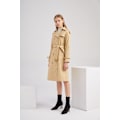 Miniatyrbillede 10 af 11: Dame Trenchcoat Lang Dobbeltbrystet Efterårsmode Klassisk Lapel Slank Overfrakke khaki L
