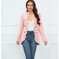 Miniatyrbilde 3 av 8: Kvinners Ruffled Lapel Knappelukking Jakke Pink L