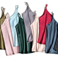 Miniatyrbilde 3 av 5: Satin Tanktopp med V-hals for Kvinner, Slank Passform Green M