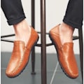 Miniatyrbillede 5 af 8: Mænds Casual Læder Fashion Slip-on Sko Brown 41