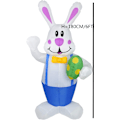 Miniatyrbild 11 av 11: Påskblå Kanin som Håller Ägg Uppblåsbar Utomhusdekoration Rabbit