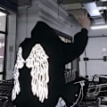 Miniatyrbilde 4 av 9: Menn Refleks Fleece Genser med Engelvinger Grafisk Gothic Hettestropp M