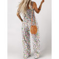Miniatyrbilde 3 av 4: Dame Casual Løse Overalls Jumpsuits En-delt Ermeløs Trykt Vid Benbukse white M