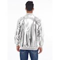 Miniatyrbilde 5 av 6: Menn's Metallic Jakke 70-talls Disco Julefest Varsity Jakke Silver XXS