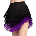 Miniatyrbillede 1 af 2: Kvinders Tassel Latin Danseskørt, Salsa Tango Rumba Dancewear Black Purple 3XL