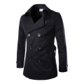 Miniatyrbild 2 av 5: Trenchcoat för män Slim fit dubbelknäppt black XL