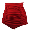 Miniatyrbillede 1 af 3: Dame Ruched Højtaljet Bikini Bund Retro Vintage Badetøj red S