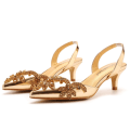 Miniatyrbillede 2 af 11: Dames Slingback Pumps med Lav Hæl og Spids Tå Gold 40
