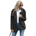 Miniatyrbillede 3 af 5: Dame Faux Shearling Shaggy Oversized Shacket Jakke Black M