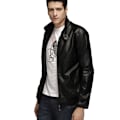 Miniatyrbillede 3 af 7: Mænds Afslappet Lynlås Slim Bomber Kunstlæderjakke Black 4XL