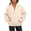 Miniatyrbillede 1 af 5: Dame Halv Zip Sweatshirt Casual Langærmet Stående Krave Trøje BEIGE S