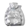 Miniatyrbild 2 av 3: Casual Hooded Metallic Shiny Short Coat för män silver 4XL