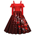 Miniatyrbillede 1 af 8: Vinter Julekjole Kvinder, Mode Dame Vintage Julefestkjole Style 4 XL
