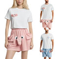 Miniatyrbild 2 av 7: Unisex T-shirt och Shorts Set med Cartoon Elefant Mjukt Djursovkläder Pink L