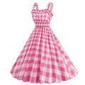 Pikkukuva 2 / 9: Vaaleanpunainen pilkullinen ruudullinen halterneck-mekko Pink S