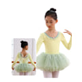 Miniatyrbillede 1 af 6: Pige Ballet Leotards Langærmet Danse Tutu Kjole Yellow 140