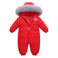 Miniatyrbillede 1 af 7: Baby Pige Winter-Overal, Sne-dragt Ned Dunjakke Tyk Jumpsuit Red 110cm
