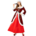 Miniatyrbillede 1 af 10: Dame Julemandskappe Deluxe Fløjl Fru Claus Hættekappe Kostume M