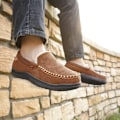 Miniatyrbillede 4 af 6: Mænds Slip On Moccasin Tøfler, Indendørs/Udendørs Varme Fuzzy Komfortable Husesko khaki 11-12