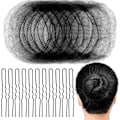 Miniatyrbillede 1 af 7: Hårtilbehørsæt, 20 stk. Mesh Hårnet Usynlige og 40 stk. U-Formet Hårstifter Black