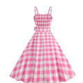 Pikkukuva 3 / 9: Vaaleanpunainen pilkullinen ruudullinen halterneck-mekko Pink Bow XL