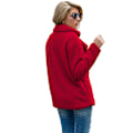 Miniatyrbillede 2 af 5: Dame Faux Shearling Shaggy Oversized Shacket Jakke Red M