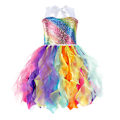 Pikkukuva 2 / 7: Tyttöjen Tutu-mekko, Kimaltavaa Sekvensoitua Tullea Prinsessan Syntymäpäiväjuhla-asu Colorful 6T