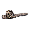 Miniatyrbild 6 av 8: Kvinnor Open Square Toe metallkedja Leopard tofflor 41