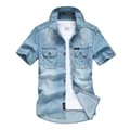Kortärmad jeanströja för män light blue XL