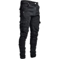 Miniatyrbild 1 av 6: Slim Fit Jeans för män 7 fickor Stretch Skinny Denim Pencil Byxor Black 3XL