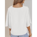 Pikkukuva 2 / 5: Naisten Blousit ja Topit Lyhythihainen Chiffon-paita ja Topit White 2XL
