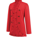 Miniatyrbillede 7 af 8: Damejakke med Rufflet Lapel og Knapper Red M