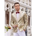 Pikkukuva 2 / 6: Miesten Sekvenssitakki Kimaltava Glitter-Takki Kiiltävä Kukallinen Puku Takki Champagne 3XL