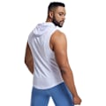 Miniatyrbilde 3 av 5: Trenings-tanktopper med hette for menn, uten ermer, treningsgensere White XL