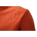 Miniatyrbilde 4 av 8: Hettegenser for menn, strikket, tynn passform, lett, avslappet, vridd mønster, kabelstrikket, pullover Orange M