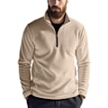 Miniatyrbillede 5 af 10: Fleeceforet Halv Zip Trøjer til Mænd Mock Neck Pullover Trøje Khaki M