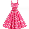 Pikkukuva 1 / 9: Vaaleanpunainen pilkullinen ruudullinen halterneck-mekko Rose M
