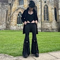 Miniatyrbilde 4 av 10: Dame Blonde Utsvingt Leggings Bukser Gotisk Høy Midje Slengbukser XL