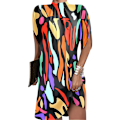 Pikkukuva 1 / 2: Naisten lyhythihainen taskullinen swing-mekko, rento ja väljä Colorful 2XL