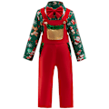 Miniatyrbillede 1 af 8: Jule-drenge Santa Claus Print Skjorte + Overalls Tøj Sæt 130cm