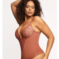 Miniatyrbillede 2 af 9: Lace Shapewear Bodysuit Kvinder Tummy Control Bodysuit Light Red M