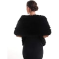 Miniatyrbillede 4 af 6: Falsk Pels Sjal Wrap Stole Shrug Vinter Brude Bryllup Dækning Black