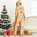 Miniatyrbild 2 av 7: Unisex Julpepparkakans Onesie Kostymer En Delig Pyjamas Sovkläder för Vuxen L